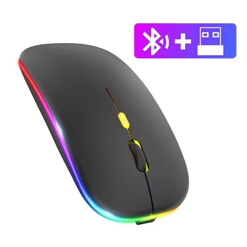 Мышь Bluetooth 5.2 RGB Игровая мышь 2.4G Беспроводная мышь Перезаряжаемая Бесшумная мышь 3600 DPI Мышь Мыши для Macbook Ноутбука Планшета