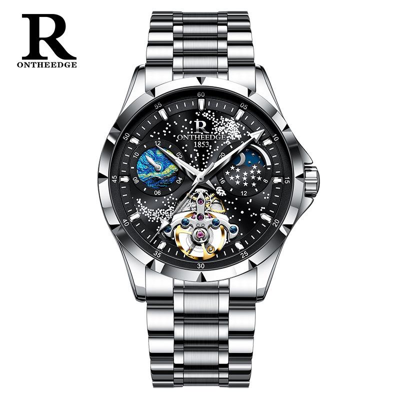 ONTHEEDGE Full Star Men's Business Watch Automatic Hollow Mechanical Watch Luminous Waterproof