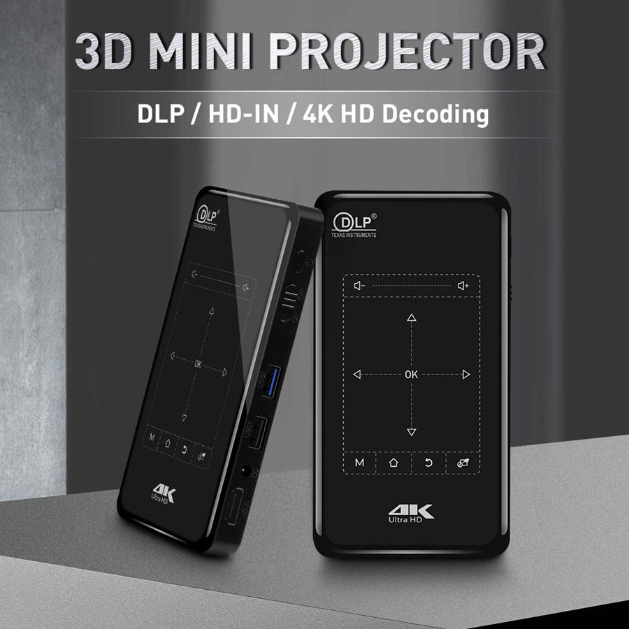 Портативный 3D Мини Домашний 4K DLP Проектор P09 с Батареей — Второе Поколение