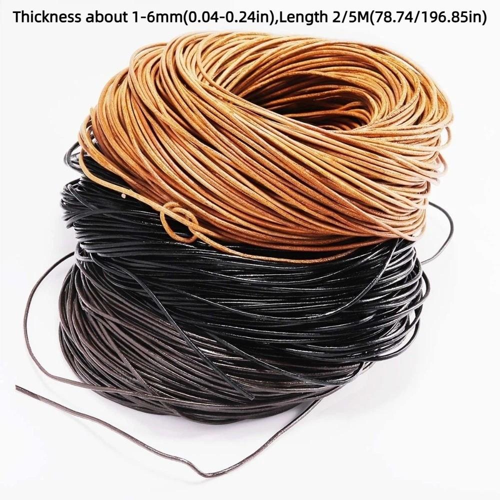 Round Cow Leather Cord 2/5 Meters Bracelet Findings Rope Leather Thong Cord  DIY Jewelry Making
