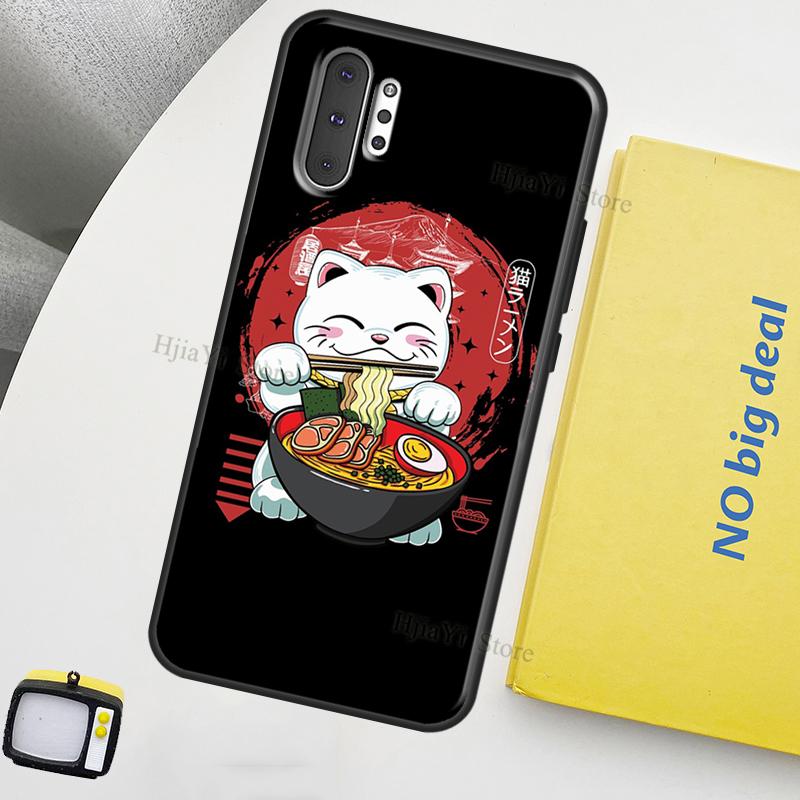Neko Ramen Japan Cat Anime Case For Samsung Galaxy S10 Plus S8 S9 Note 10 Note 20 S22 S21 Ultra S20 FE Phone Cover