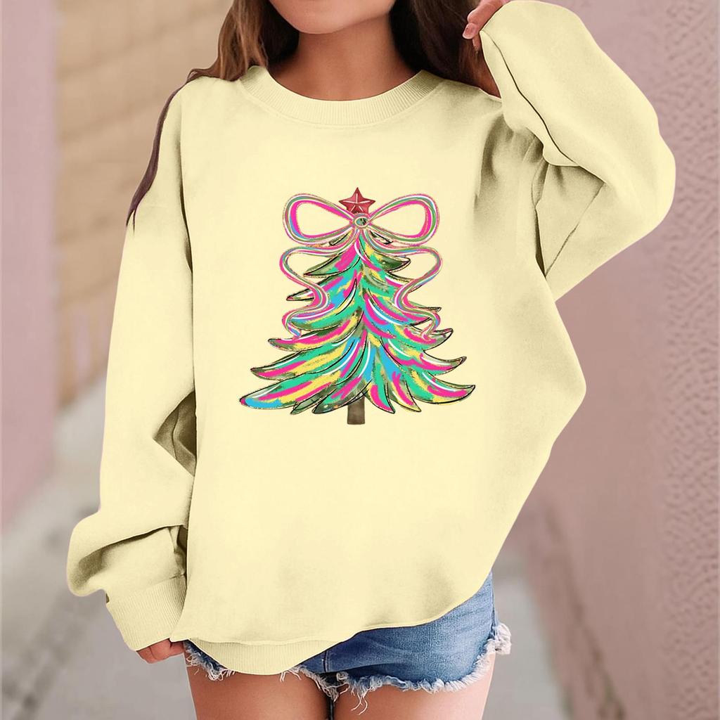 Children's Fashionable Casual Long-sleeved Loose Christmas Print Pullover Sweatshirt
