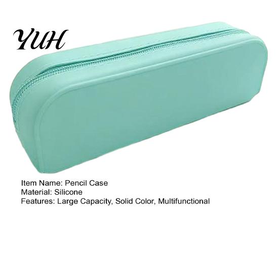 School Supplies Storage Bag Silicone Pencil Case Soft Touch with Zipper Portable Student Stationery Large Capacity Pen Pouch for Teens Primary