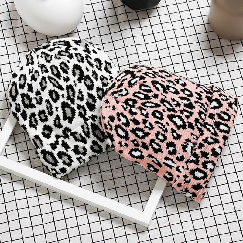 Винтажная шерстяная шапка с леопардовым принтом, вязаная шапка, защита ушей, теплая, осенне-зимняя, для мальчиков и девочек, Рождество, Хэллоуин, вечеринка на Новый год