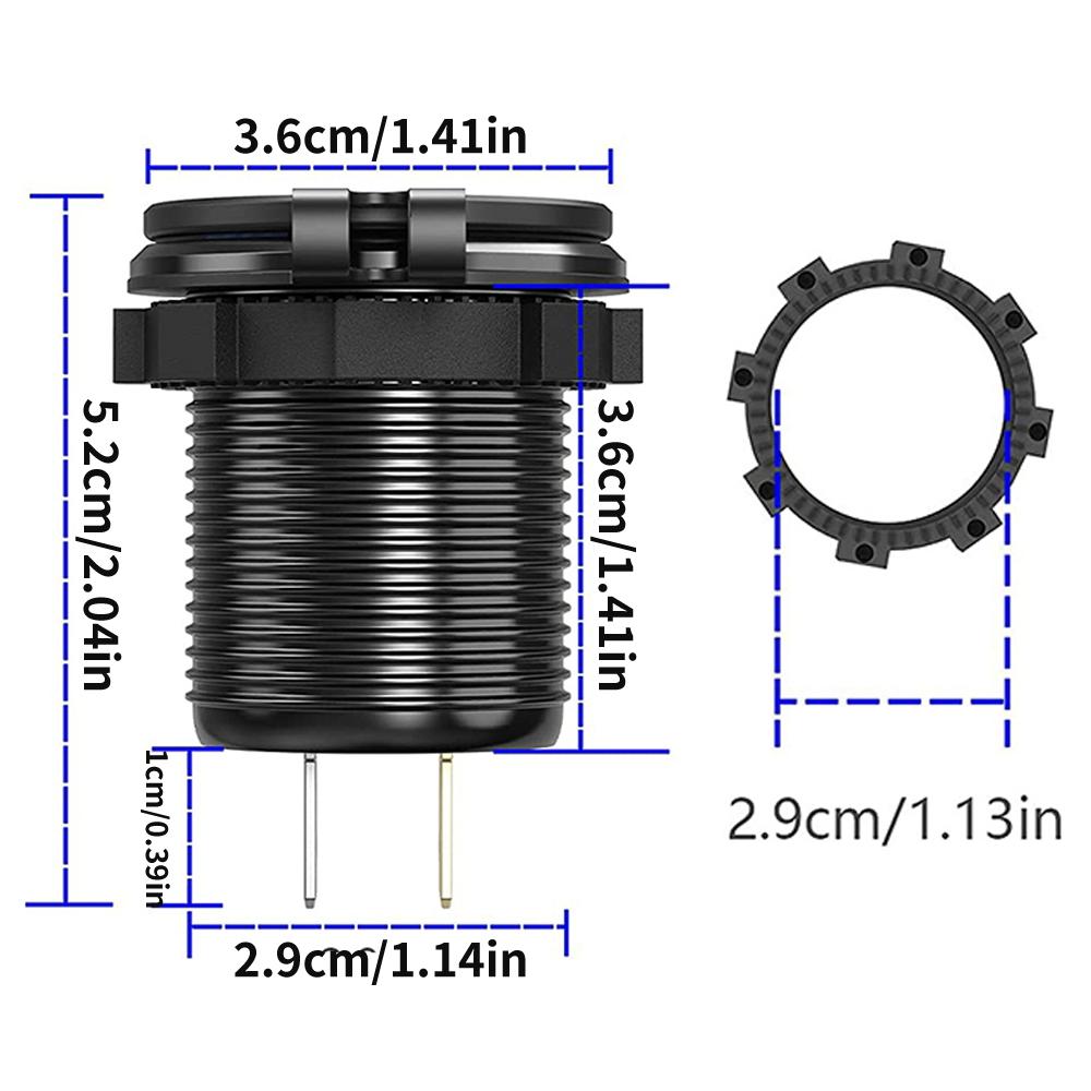Автомобильное зарядное устройство QC3.0 с двумя USB-портами для прикуривателя, водонепроницаемое, с переключателем вольтметра, адаптер для быстрой зарядки 12/24 В, автомобильные аксессуары