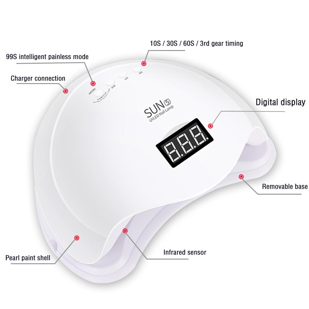 RainSolid SUN5 48W Nail Dryer UV LED For Nail Lamp Curing Gel Polish Quick Drying With Auto Sensor Manicure Salon Lamp