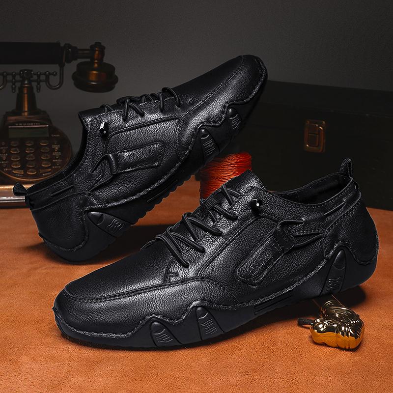 Модные новые мужские туфли из натуральной кожи, модные повседневные туфли для офиса и отдыха на мягком дне со шнуровкой, удобные туфли для вождения и ходьбы