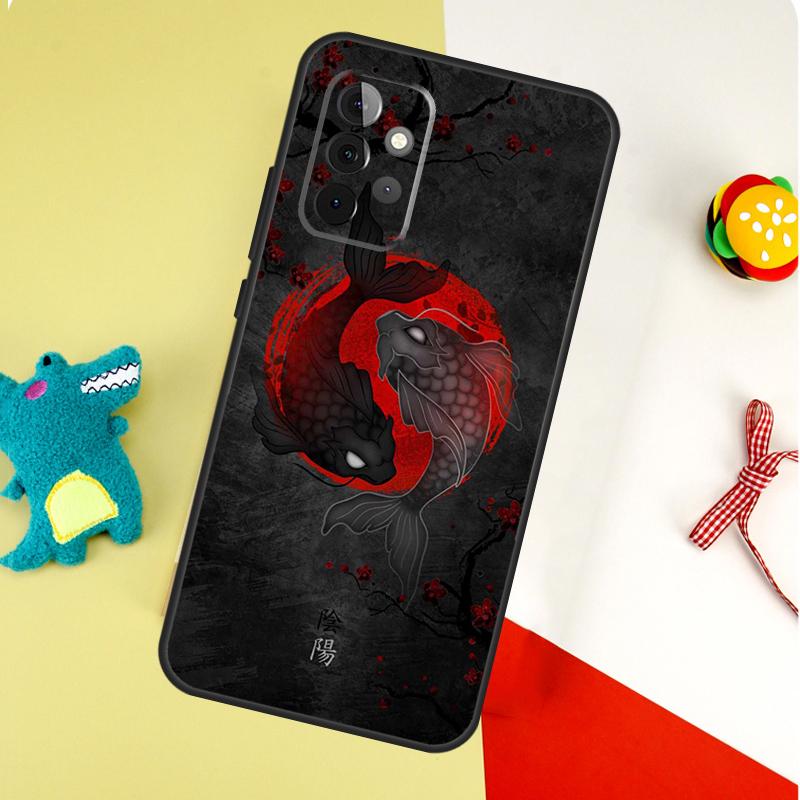Чехол для телефона Samsung Galaxy A55 A35 A15 A54 A34 A14 A53 A33 A13 A05 A06 A16 A22 A32 A52 с изображением рыбы кои в стиле Инь-Ян