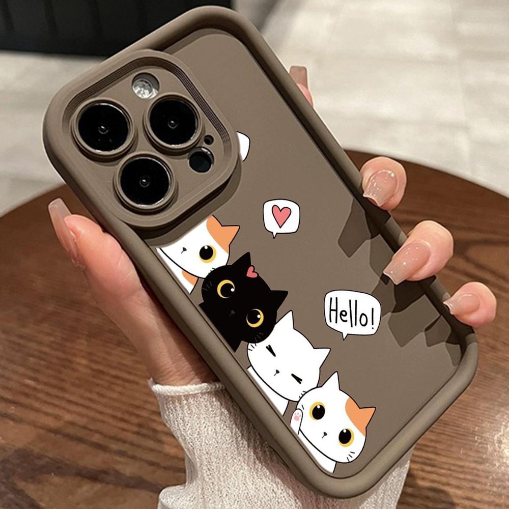 LZ9 мультяшный кот милый художественный дизайн силиконовый чехол для телефона Xiaomi 11 Lite 5G 14T Redmi 14C 13C A3 Note 12 11 9 10 13 Pro Plus противоударный задний чехол