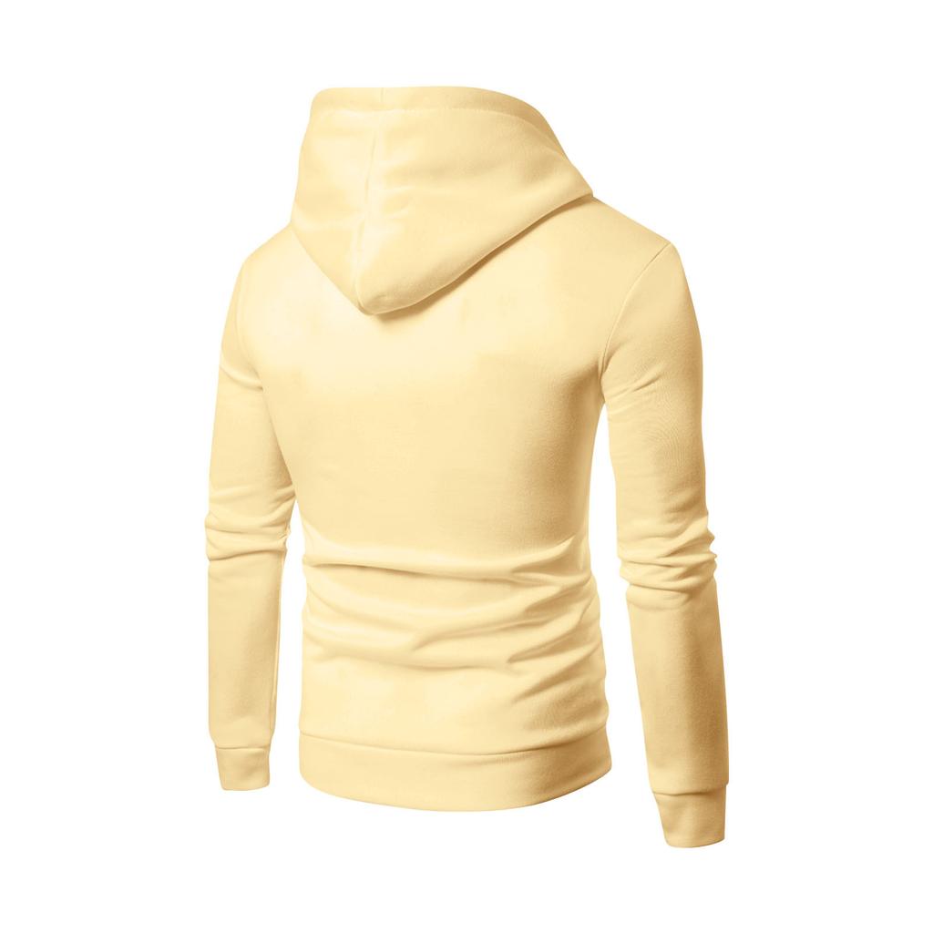 Men's Solid Color Hooded Sweatshirt Men's Casual Sports Long Sleeved Pullover Sweatshirt