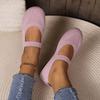 Leisure Sweet Flats for Women Summer Slip on Round Toe Classic Shoes for Women Solid Elastic Band Flock Platform Flats Plus Size