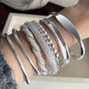 100% Solid 925 Sterling Silver Retro Bracelet for Women Men Handmade Twist Beads Flat Simple Bracelet Birthday Gift