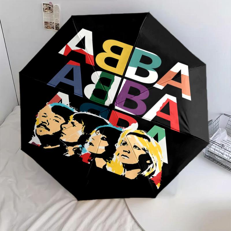 1 PC Automatic Folding Umbrella - Abba Movie Pattern Portable Foldable Design With 8 Ribs Christmas Birthday Gifts