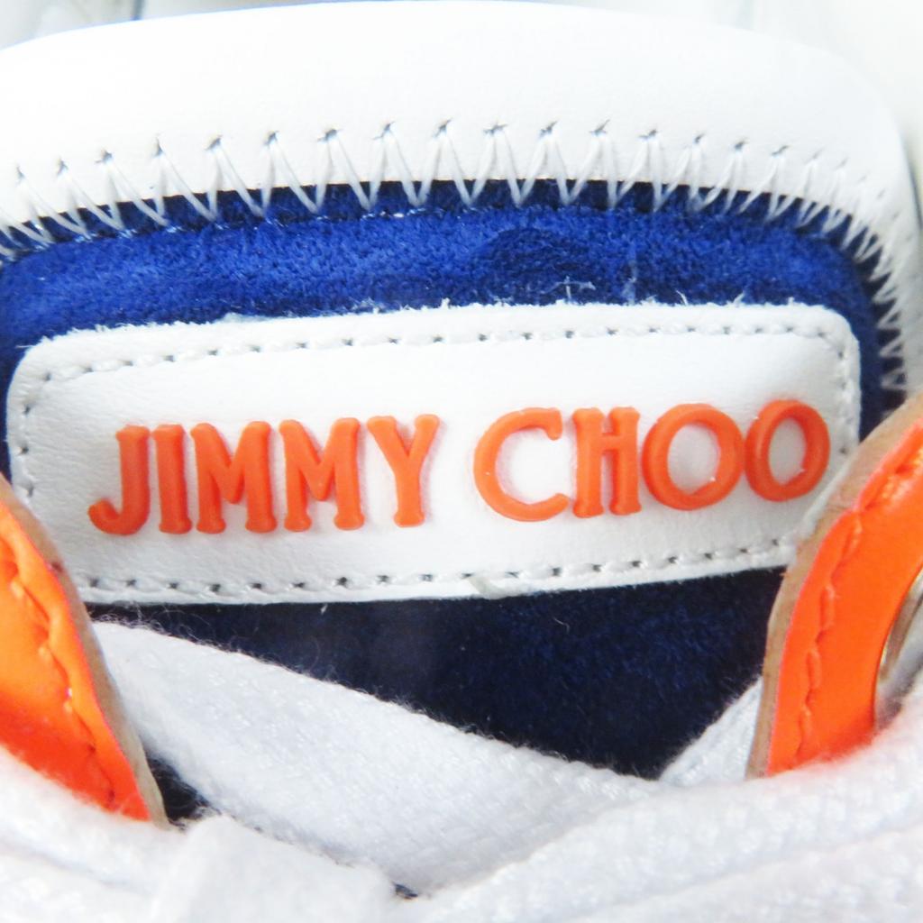 Безупречные кроссовки JIMMY CHOO DIAMOND Кобальтовый Неоновый Оранжевый Телячья кожа Женские 36 Бывшие в употреблении