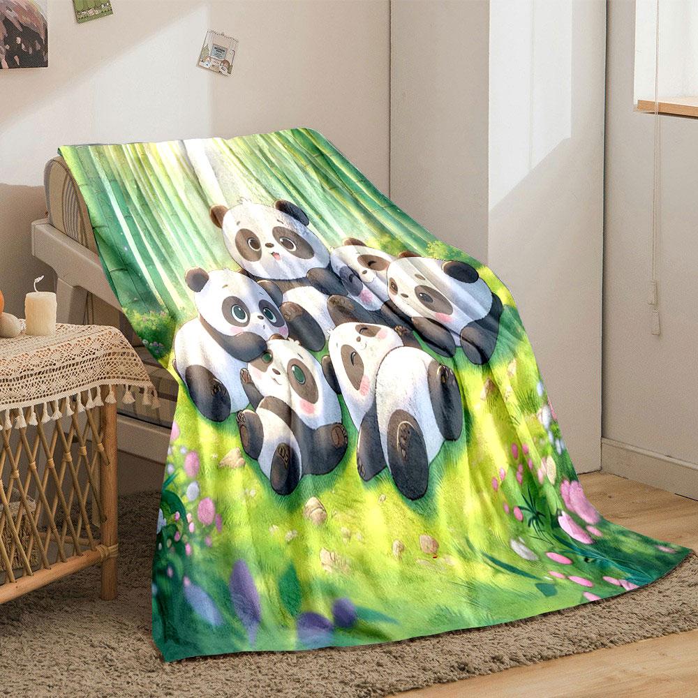 Cute Pandas Relaxing in Bamboo Forest print blanket soft and cozy perfect for the living room bed sofa or a nap,gift