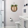 Wooden Toilet Sign Artificial Green Leaves Wall Decor Bathroom Sign Gender Tags Rustic Bathroom Sign with Lanyard for Home Cafe Restaurant Bar