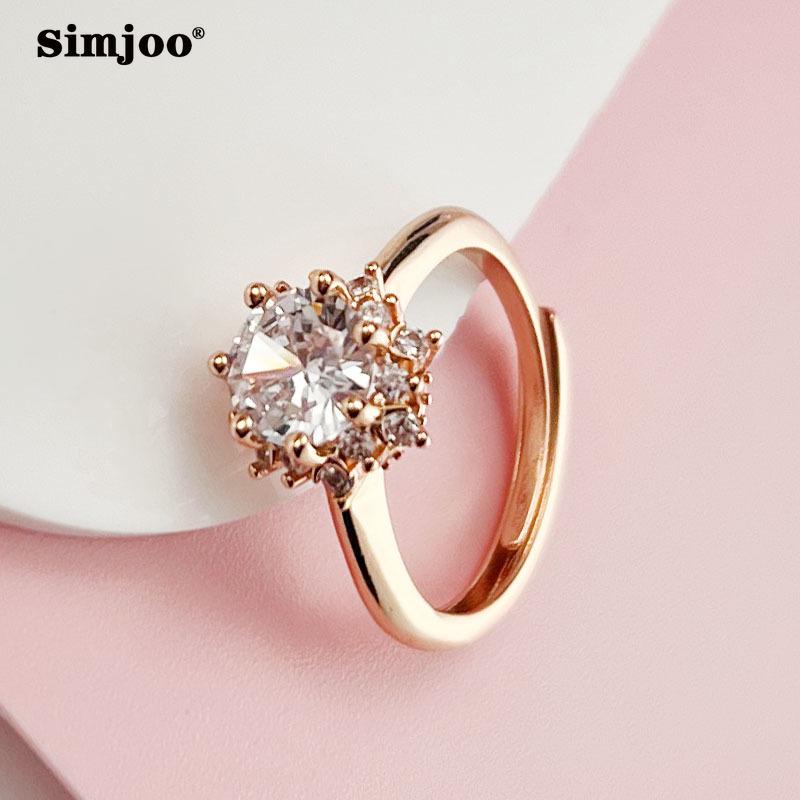 SIMJOO Personalized Rose Gold Ring High Sense Opening Ring Wedding Jewelry