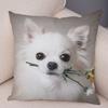 Cute Pet Animal Pillowcase Decorative Cute Puppy Chihuahua Pillowcase Soft Plush Cushion Cover for Car Sofa Home 45x45cm