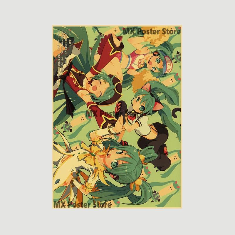 Аниме идол мультфильм певец Мику плакат HD печать крафт-бумага ретро настенные художественные фотографии спальня декоративная живопись домашний декор подарки