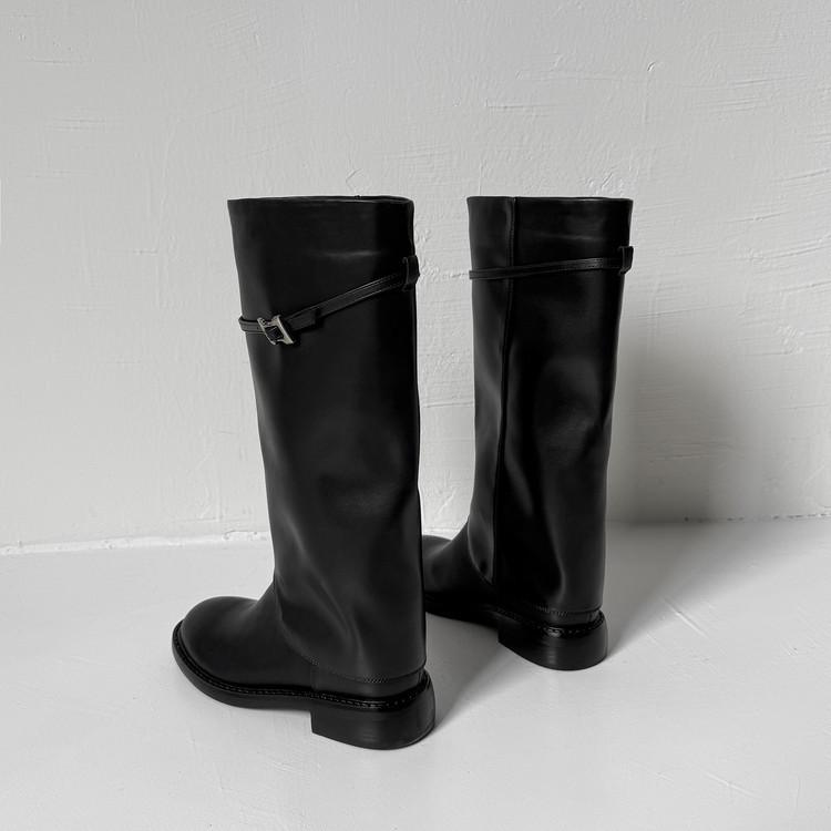 Internet Celebrity Pants Boots Temperament Women Round Head Knight Boots 2025 Autumn New French Slim Straight Boots Women