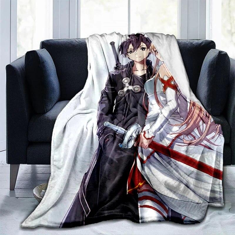 Популярное аниме SAO Sword Art Online, аниме, современное одеяло Gedruckt Bettdecke Geschenk, фланелевые мягкие плюшевые одеяла для дивана-кровати