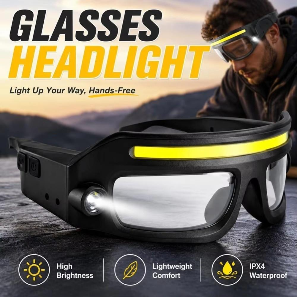 High Visibility Rechargeable Headlamp Glasses Rechargeable COB Floodlight Glasses Cycling