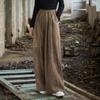 Women Casual Wide Leg Pants Elastic Waist Tie-dye Trousers Autumn Pockets Belt Long Pants
