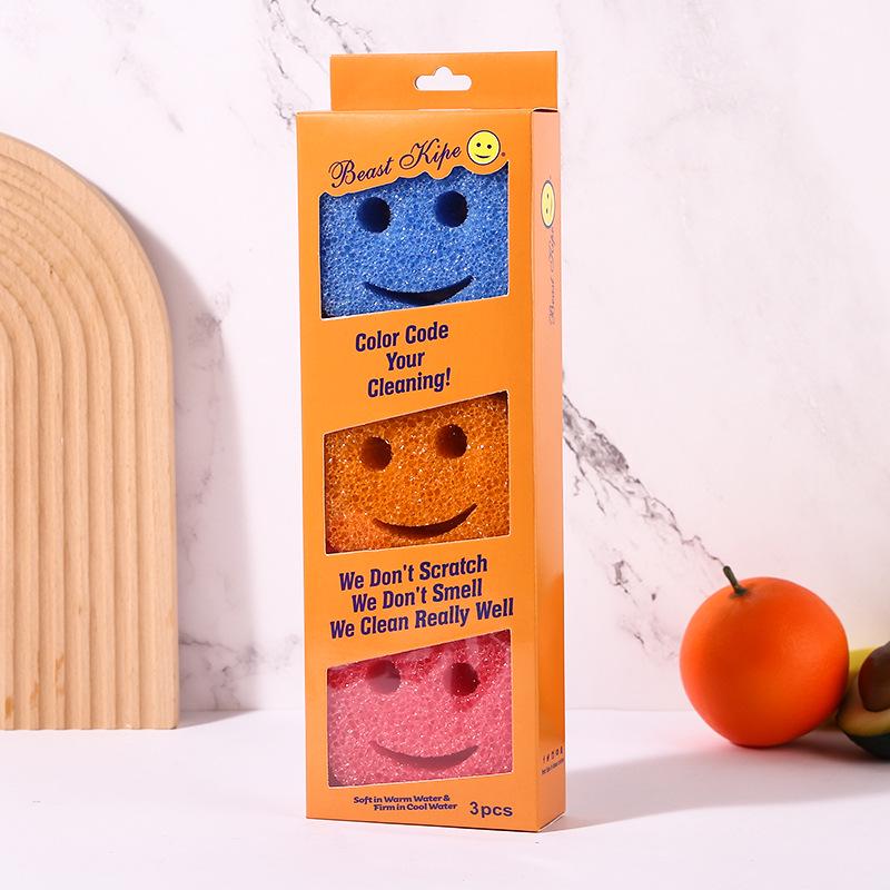 Губка для волшебной уборки Douyin Smiley – Губка для мытья посуды на кухне в виде сотовой мочалки