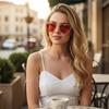 Модные Винтажные Очки с Защитой UV400 Очки в Форме Сердца Женские Солнцезащитные Очки в Форме Сердца Очки