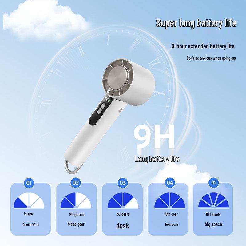 Weilexing Folding Ice Pack Cooling Fan - High-Speed Turbine, Long Battery Life, USB Portable Handheld.