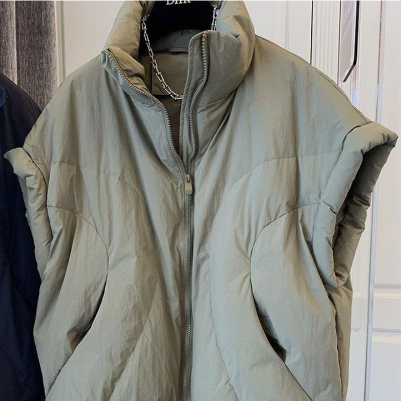 Стоячий воротник однотонные безрукавные женские парки корейские осенние свободные повседневные хлопковые пальто на молнии дизайн Sense женский жилет куртка