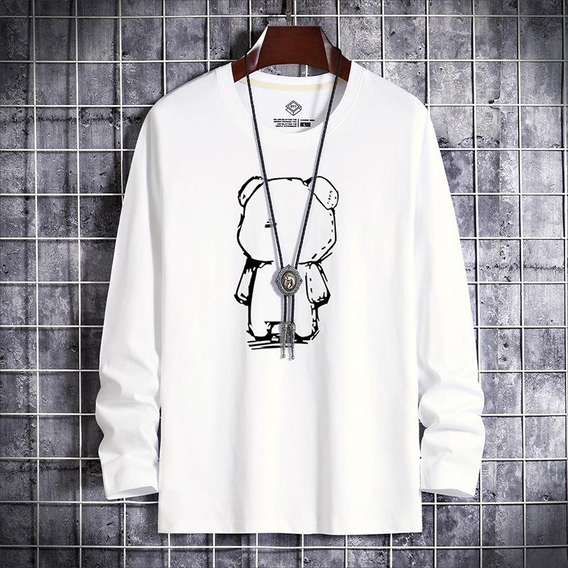 GMXIA Весна Осень Мужская футболка с длинным рукавом Мужская молодежная базовая мужская верхняя одежда с круглым вырезом Осенняя одежда Мужская футболка