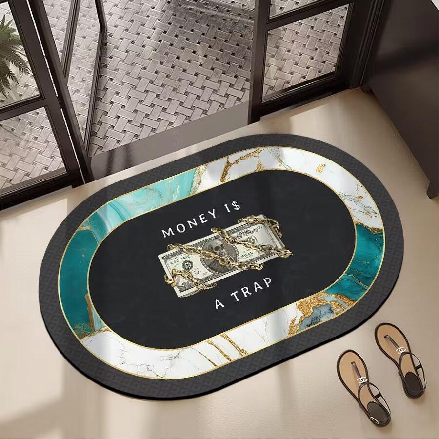 Коврик для ванной комнаты овальный, влагопоглощающий и грязеотталкивающий, коврик для ног в ванной комнате, мягкий противоскользящий коврик для ног с диатомовой грязью