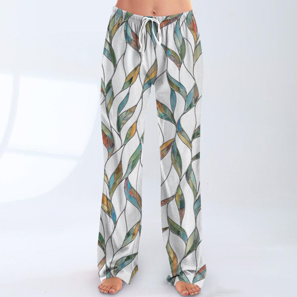 Женские пижамные штаны, одежда для сна, повседневные брюки с эластичной резинкой на талии, удобные прямые свободные брюки для йоги