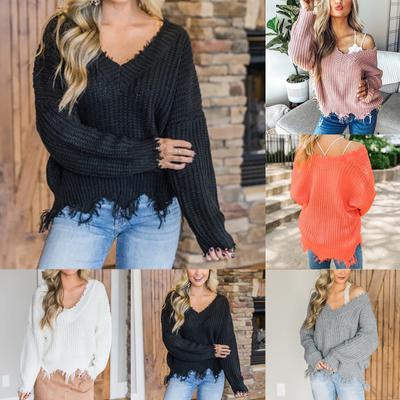 Женский повседневный вязаный пуловер свитер с длинными рукавами топы блузка свитер