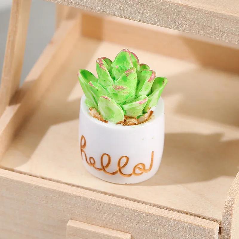 Kawaii Mini Cactus Figurines Artificial Resin Cactus Desk Decorations DIY Micro-landscape Decorations