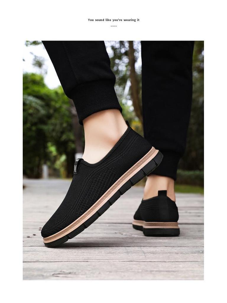Мужские дышащие слипоны из материала Flyknit, больших размеров, устойчивые к запаху, в стиле «папа».
