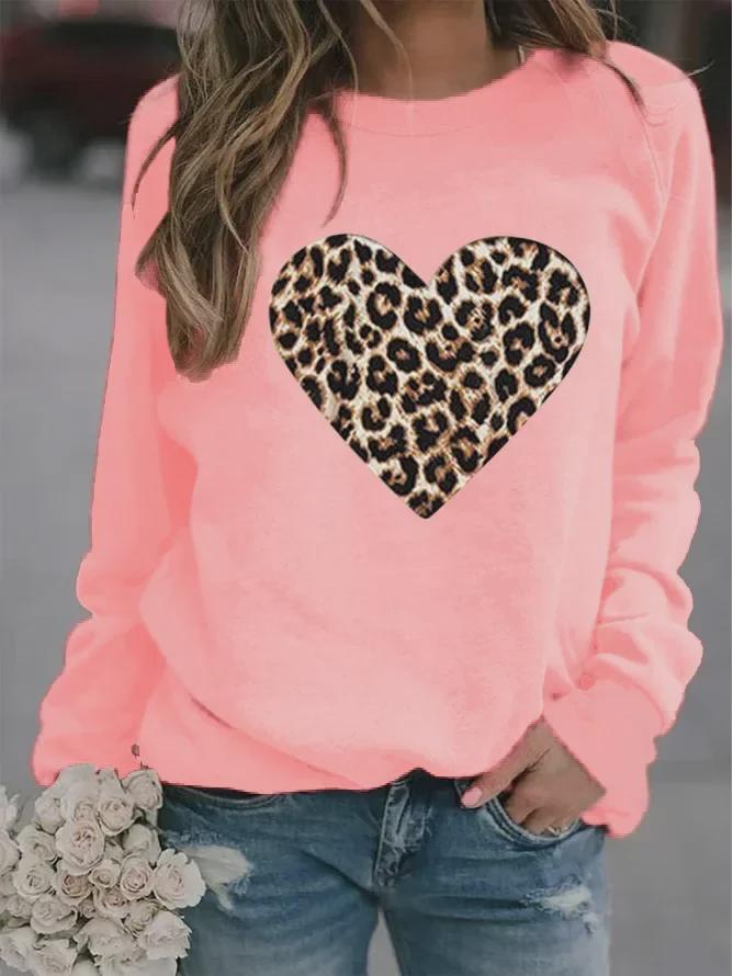 2024 Women's European & American Animal Print Round Neck Sweatshirt