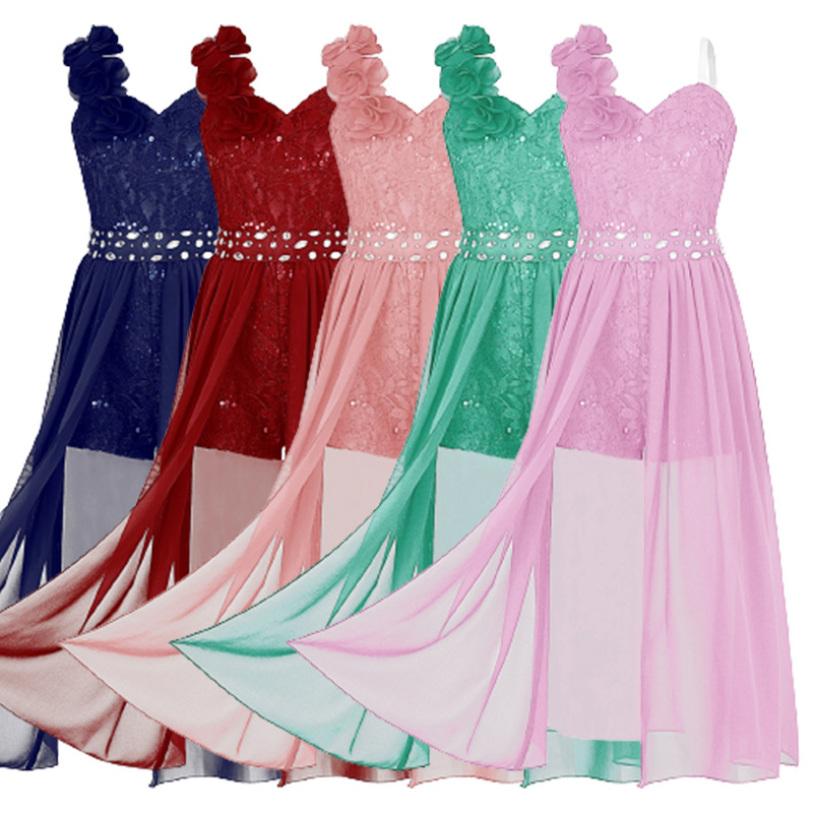 Kids Girls Shiny Beaded Flowers Party Dress Sequin Lace Chiffon Overlay Romper Dress Birthday Prom Gown Dresses