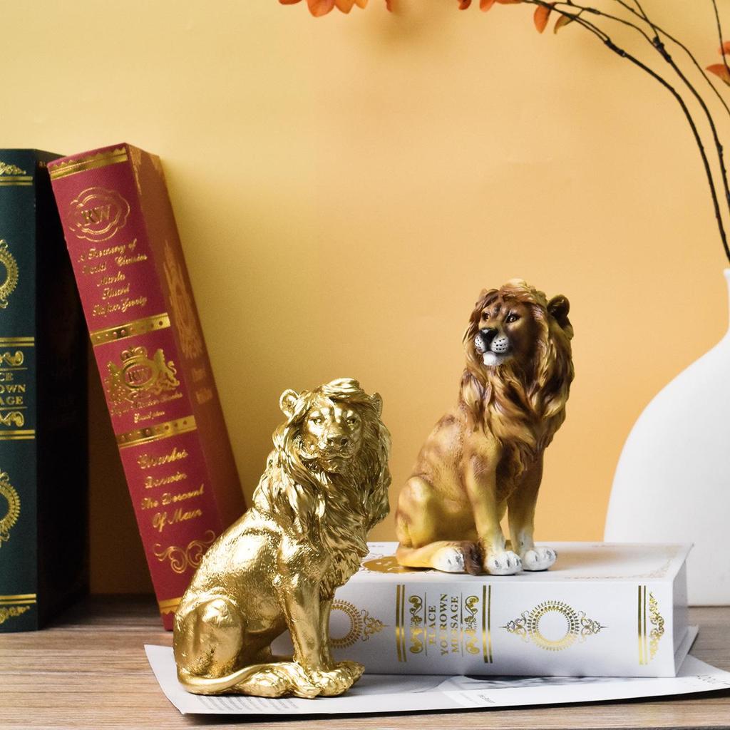 Elegant Male Lion Resin Ornament for Office or Home Decor