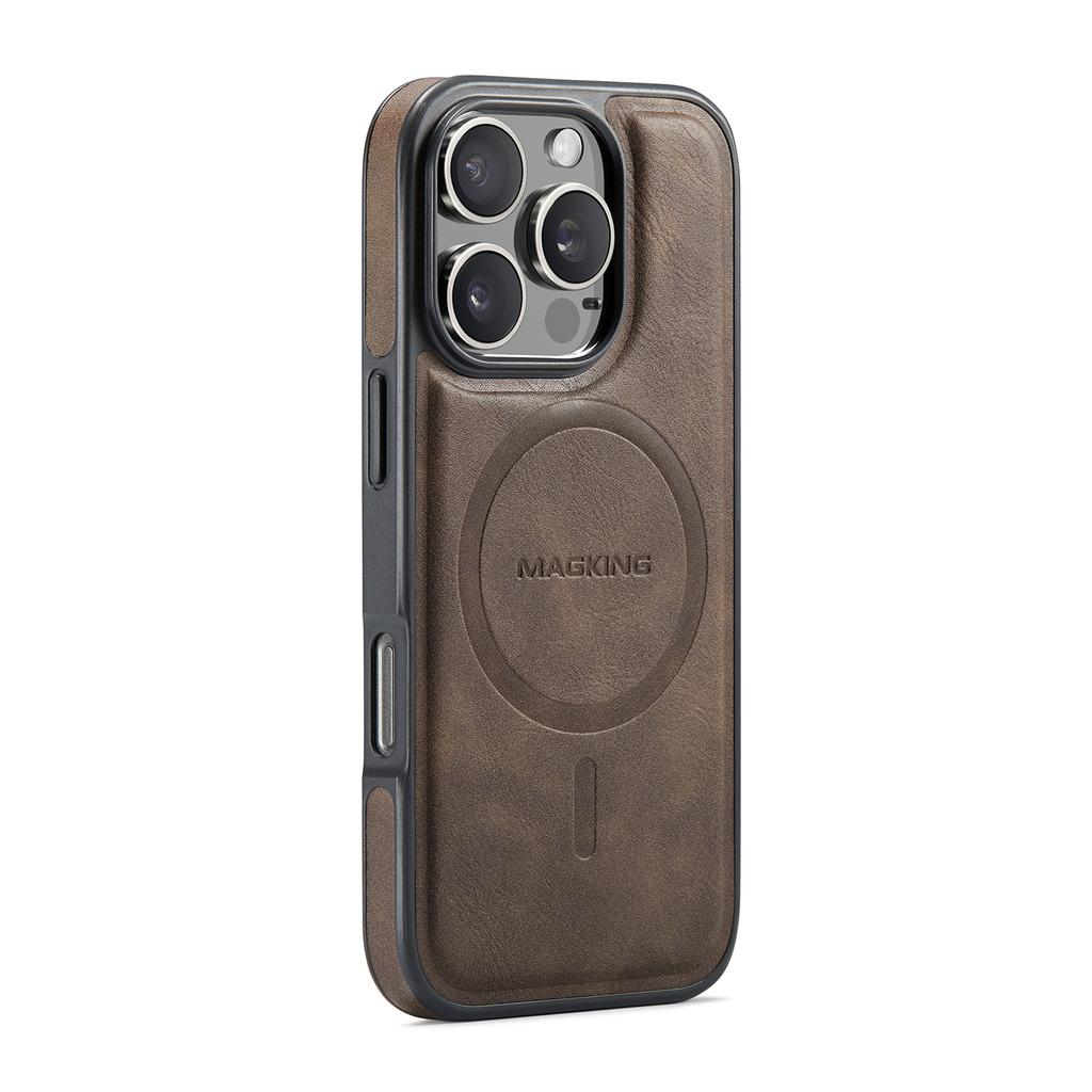MAGKING K3 Series For iPhone 16 Pro Case Compatible with MagSafe Wallet PC+TPU+PU Phone Cover