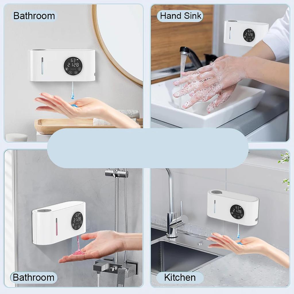 Touchless Automatic Soap Dispenser USB Rechargeable Motion Sensor Wall Mounted Suitable for Bathroom Kitchen Hotel