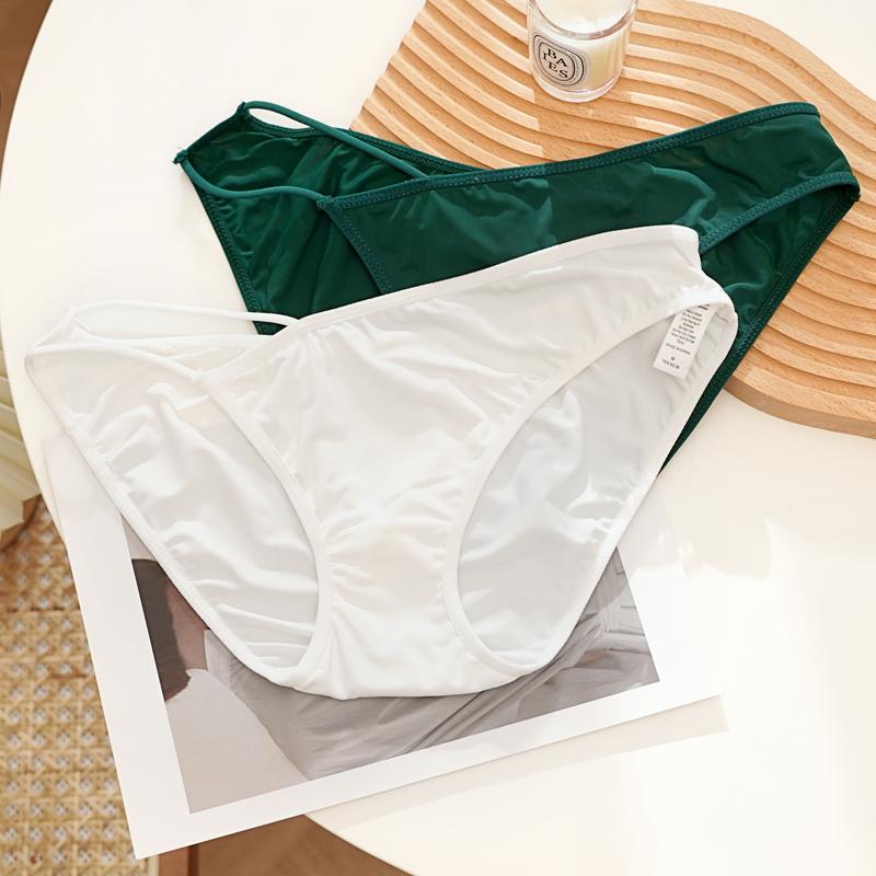 TERMEZY Women Sexy Ice Silk Panties Low-Rise Hollow Out Briefs Asymmetric Slit Underwear Breathable Comfort Intimates Lingerie