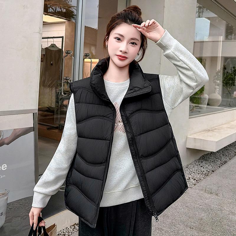 Versatile down cotton vest women's stand-up collar waist thin vest vest winter vest jacket