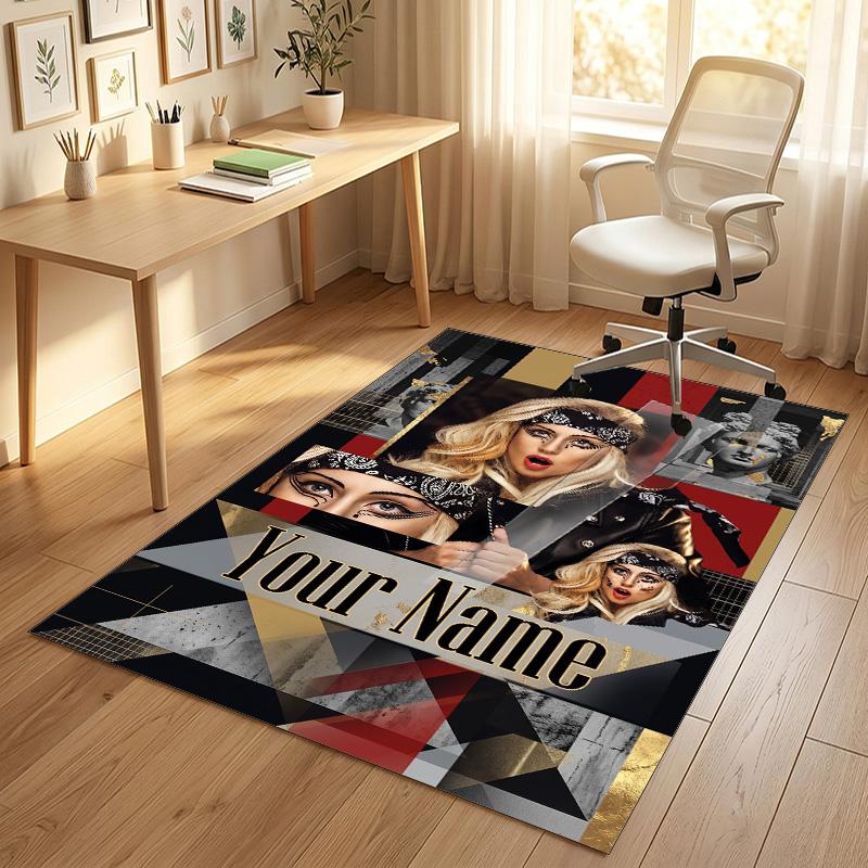 Personalized Crystal Velvet Carpet,Lady Gaga Custom Printed Name, Plush Area Rug For Home Indoor Decor