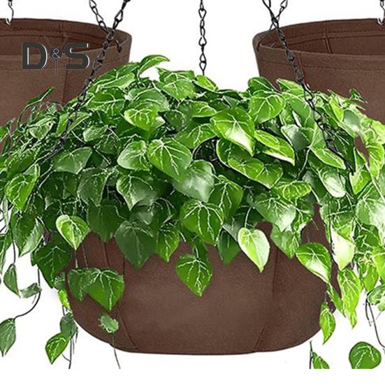 3 шт. подвесных кашпо для улицы, тканевые цветочные корзины с металлическими цепями, дышащие подвесные горшки для орхидей, папоротников, балкона, крыльца, декор