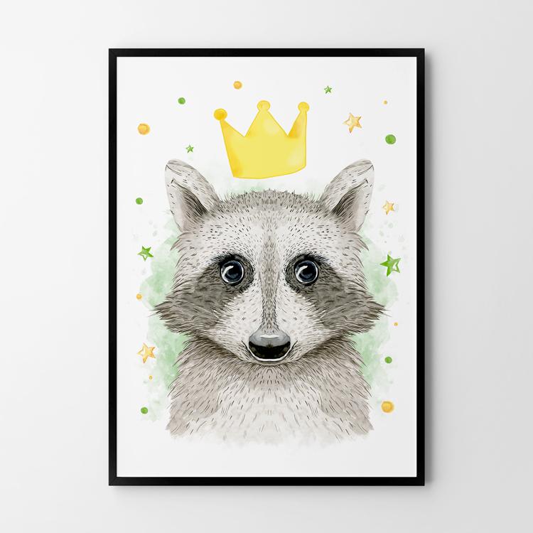 Плакат королевский енот плакаты для детей
