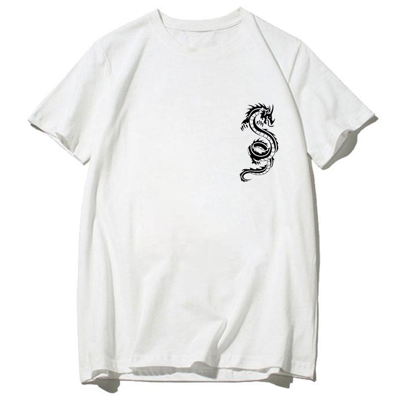 Летняя мужская одежда с принтом дракона, блузка с круглым вырезом, хлопковые футболки, мужские футболки