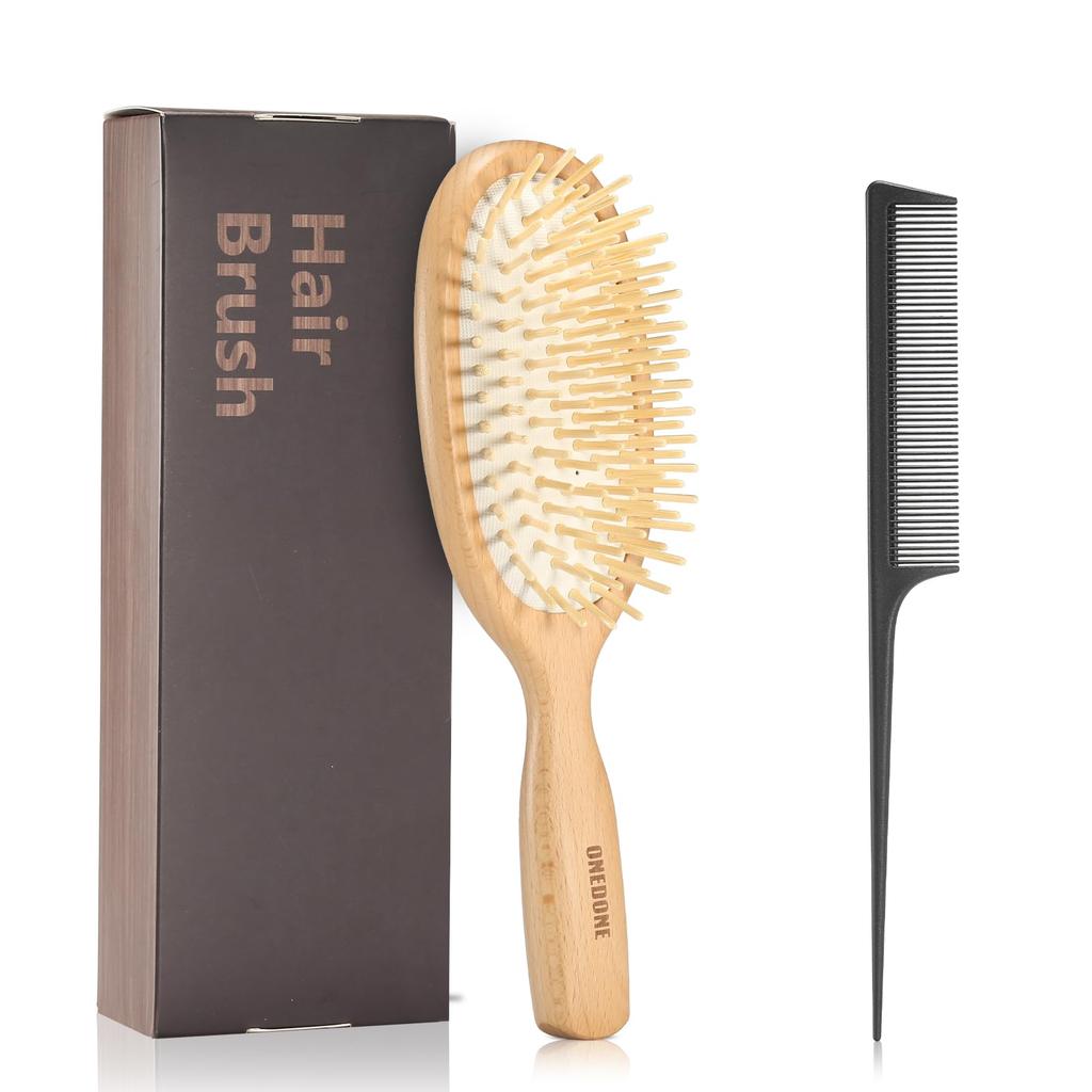 ONEDONE Hair Brush for and Children Paddle Brush Comb Popular Wooden Comb Hair Care High Quality Comb Smooth Shiny Hair No Tangle Women, Men,
