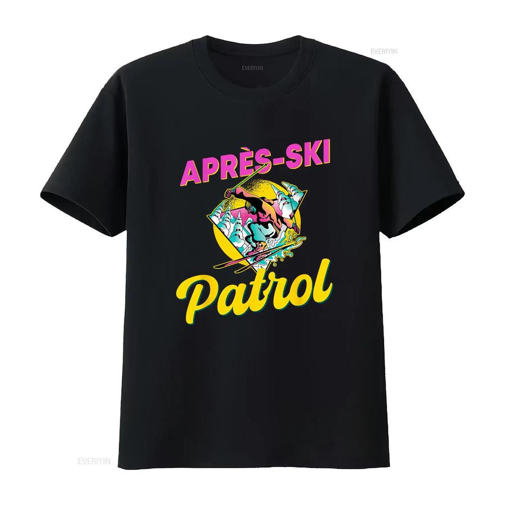 80s Retro Apres Ski Patrol Design 90s Skiing T Shirt Long or s Available vintage Washed Slightly homme Casual Versatile Stylish